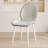 Элегантный дизайнерский однотонный стул из кожи светло-серого цвета металлических ножках