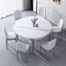Маленький удобный многофункциональный стол в стиле минимализм под белый мрамор + 6 стула