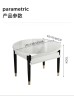 Маленький удобный многофункциональный стол в стиле минимализм под белый мрамор + 6 стула
