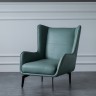 Кресло для дизайнерского интерьера темно зеленое, металлические ножки