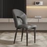 Кожаный мягкий стул премиум в деловом стиле темно-серого цвета на металлической раме