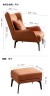 Кресло мягкое с подушкой для отдыха, коричневое на металлических ножках