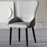 Дизайнерский стул светло-серого цвета в стиле минимализм из кожи на металлическом каркасе