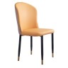 Кожаный мягкий дизайнерский стул оранжевого цвета на металлических ножках
