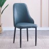 Кожаный мягкий стул в китайском стиле синего цвета на металлических ножках