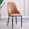 Кожаный мягкий стул в китайском стиле оранжевого цвета на металлических ножках