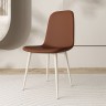 Итальянский минималистский кожаный обеденный стул коричневого цвета на металлической раме