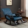 Кожаное мягкое роскошное кресло-качалка синего цвета