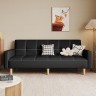 Сетчатый кожаный трехместный стильный диван черного цвета