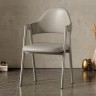 Скандинавский обеденный стул современный и минималистичный серого цвета на серебряной раме