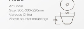 Накладная раковина 360x360x220 в минималистичном стиле белого цвета К528