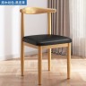 Дизайнерский стульчик в скандинавском стиле под цвет дерева с черной мягкой подушкой