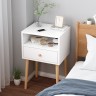 Прикроватный столик в минималистическом стиле, двойная форма, с  одним выдвижным ящиком, белый